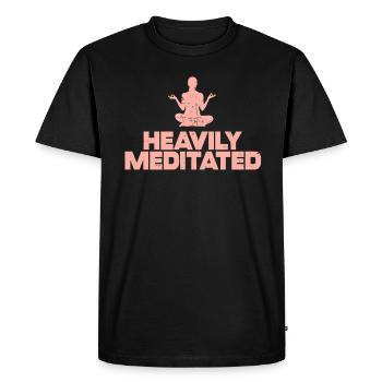 Fortement médité - T-shirt Premium bio Homme - noir - Devant - Nico (187cm)