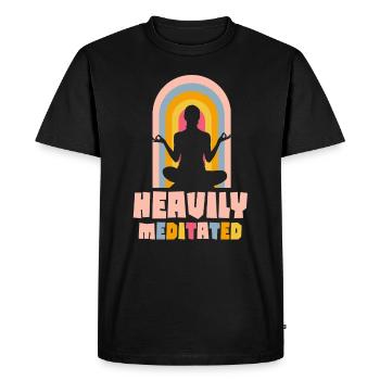Fortement médité - T-shirt Premium bio Homme - noir - Devant - Nico (187cm)