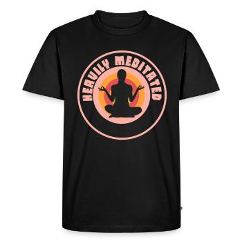 Fortement médité - T-shirt Premium bio Homme - noir - Devant - Nico (187cm)