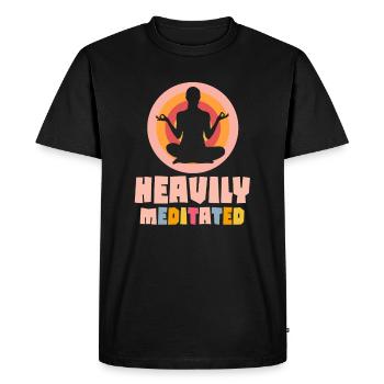 Fortement médité - T-shirt Premium bio Homme - noir - Devant - Nico (187cm)