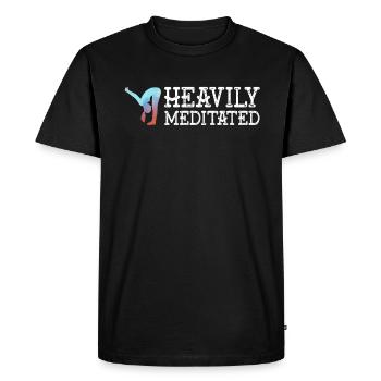 Fortement médité - T-shirt Premium bio Homme - noir - Devant - Nico (187cm)