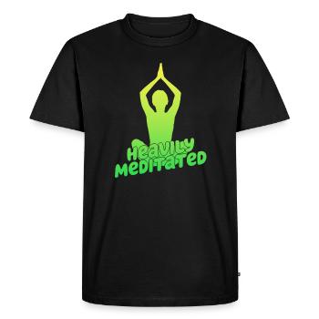 Fortement médité - T-shirt Premium bio Homme - noir - Devant - Nico (187cm)