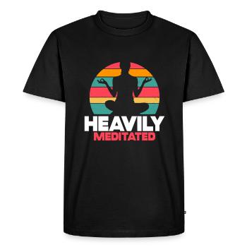 Fortement médité - T-shirt Premium bio Homme - noir - Devant - Nico (187cm)