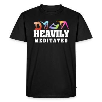 Fortement médité - T-shirt Premium bio Homme - noir - Devant - Nico (187cm)