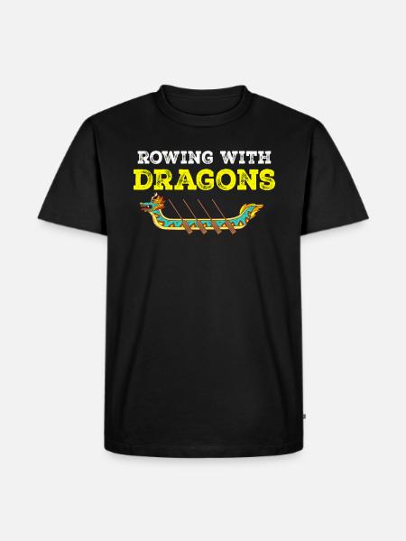 Rudern mit Drachen Drachenboot - Männer Premium Bio T-Shirt - Schwarz