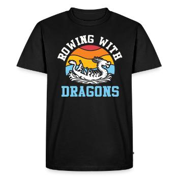 Rowing With Dragons Dragonboat - Men's Premium Organic T-Shirt - black - Front - Nico (187cm)