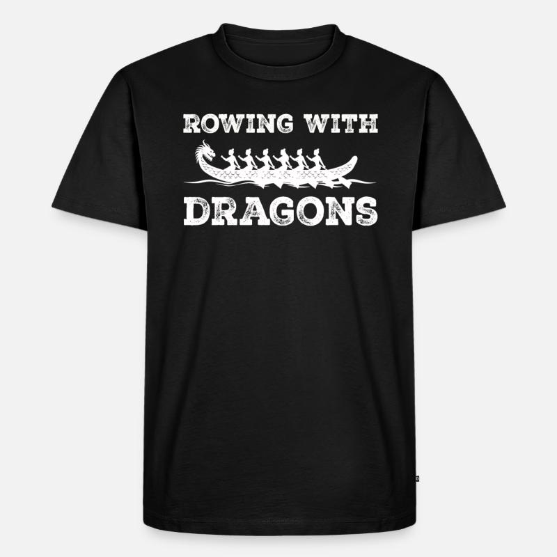 Rudern mit Drachen Drachenboot - Männer Premium Bio T-Shirt - Schwarz