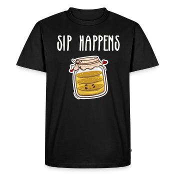 Kombucha Lover Sip Happens Joli Pot - T-shirt Premium bio Homme - noir - Devant - Nico (187cm)
