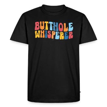 Chuchoteur de trou du cul - T-shirt Premium bio Homme - noir - Devant - Nico (187cm)