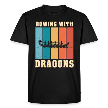 Rowing With Dragons Dragonboat - Men's Premium Organic T-Shirt - black - Front - Nico (187cm)
