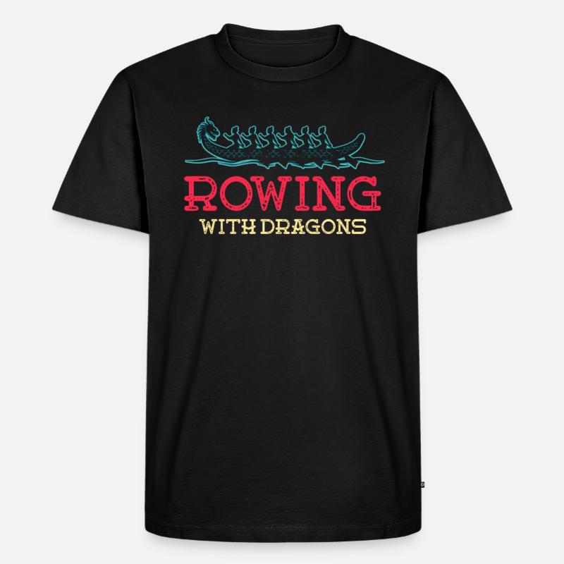 Rudern mit Drachen Drachenboot - Männer Premium Bio T-Shirt - Schwarz