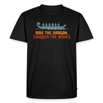 Ride The Dragon, Conquer The Waves - Men's Premium Organic T-Shirt - black - Front - Nico (187cm)