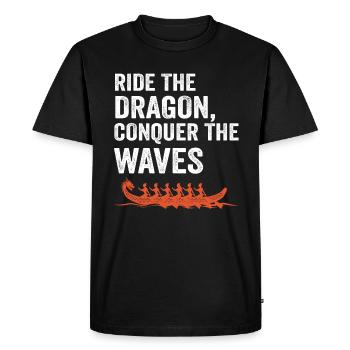 Ride The Dragon, Conquer The Waves - Men's Premium Organic T-Shirt - black - Front - Nico (187cm)