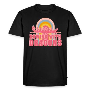 Rowing With Dragons Dragonboat - Men's Premium Organic T-Shirt - black - Front - Nico (187cm)