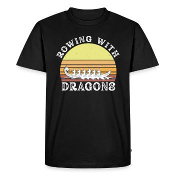 Rowing With Dragons Dragonboat - Men's Premium Organic T-Shirt - black - Front - Nico (187cm)