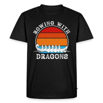Rowing With Dragons Dragonboat - Men's Premium Organic T-Shirt - black - Front - Nico (187cm)