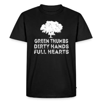 Green Thumbs Dirty Hands Full Hearts - Men's Premium Organic T-Shirt - black - Front - Nico (187cm)