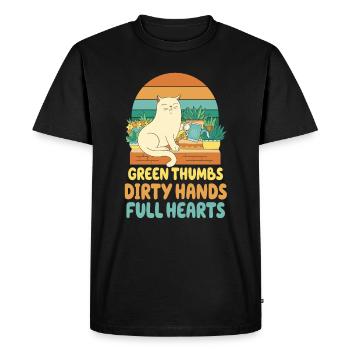 Green Thumbs Dirty Hands Full Hearts - Men's Premium Organic T-Shirt - black - Front - Nico (187cm)