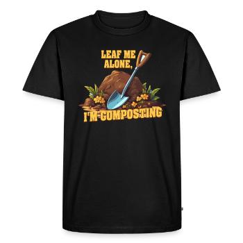 Leaf Me Alone I'm Composting - Men's Premium Organic T-Shirt - black - Front - Nico (187cm)