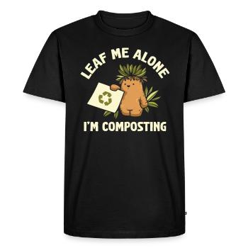 Leaf Me Alone I'm Composting - Men's Premium Organic T-Shirt - black - Front - Nico (187cm)