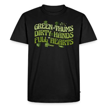 Green Thumbs Dirty Hands Full Hearts - Men's Premium Organic T-Shirt - black - Front - Nico (187cm)
