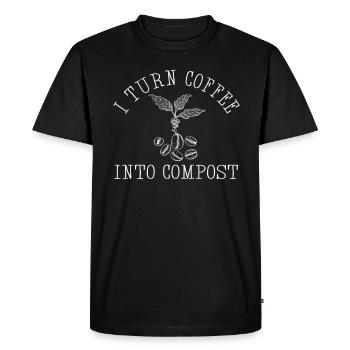 I Turn Coffee Into Compost Blue Planet - Men's Premium Organic T-Shirt - black - Front - Nico (187cm)