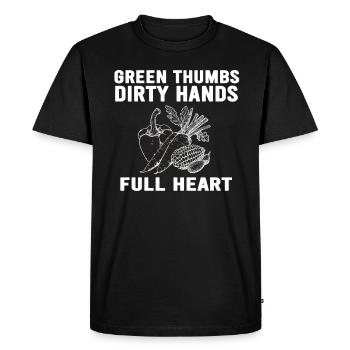 Green Thumbs Dirty Hands Full Hearts - Men's Premium Organic T-Shirt - black - Front - Nico (187cm)