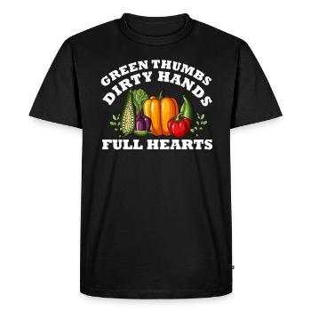 Green Thumbs Dirty Hands Full Hearts - Men's Premium Organic T-Shirt - black - Front - Nico (187cm)