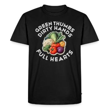Green Thumbs Dirty Hands Full Hearts - Men's Premium Organic T-Shirt - black - Front - Nico (187cm)