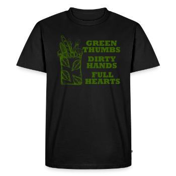 Green Thumbs Dirty Hands Full Hearts - Men's Premium Organic T-Shirt - black - Front - Nico (187cm)