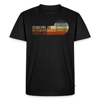 Quelqu’un dans le Wyoming m’aime - T-shirt Premium bio Homme - noir - Devant - Nico (187cm)