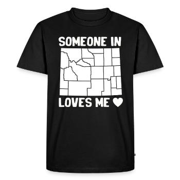 Quelqu’un dans le Wyoming m’aime - T-shirt Premium bio Homme - noir - Devant - Nico (187cm)