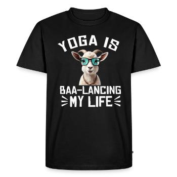 Goat Yoga Équilibrer ma vie - T-shirt Premium bio Homme - noir - Devant - Nico (187cm)