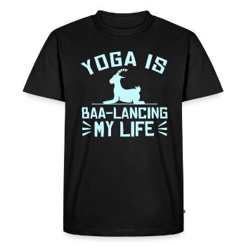 Goat Yoga Équilibrer ma vie - T-shirt Premium bio Homme - noir - Devant - Nico (187cm)