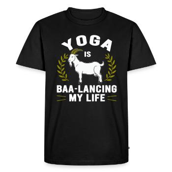 Goat Yoga Équilibrer ma vie - T-shirt Premium bio Homme - noir - Devant - Nico (187cm)