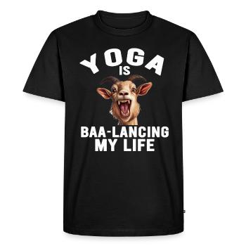 Goat Yoga Équilibrer ma vie - T-shirt Premium bio Homme - noir - Devant - Nico (187cm)