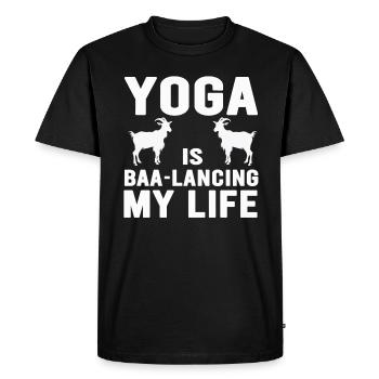 Goat Yoga Équilibrer ma vie - T-shirt Premium bio Homme - noir - Devant - Nico (187cm)