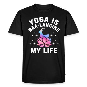 Goat Yoga Équilibrer ma vie - T-shirt Premium bio Homme - noir - Devant - Nico (187cm)
