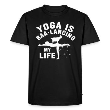 Goat Yoga Équilibrer ma vie - T-shirt Premium bio Homme - noir - Devant - Nico (187cm)