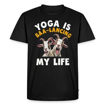 Goat Yoga Équilibrer ma vie - T-shirt Premium bio Homme - noir - Devant - Nico (187cm)