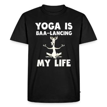 Goat Yoga Équilibrer ma vie - T-shirt Premium bio Homme - noir - Devant - Nico (187cm)