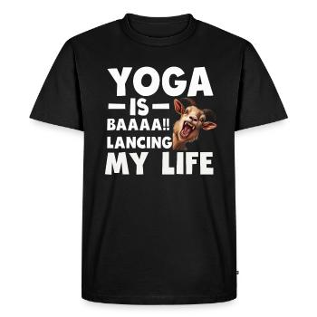Goat Yoga Équilibrer ma vie - T-shirt Premium bio Homme - noir - Devant - Nico (187cm)