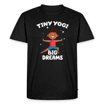 Tiny Yogi Big Dreams Méditation - T-shirt Premium bio Homme - noir - Devant - Nico (187cm)
