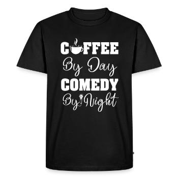 Café Le jour Comédie La nuit Comédien - T-shirt Premium bio Homme - noir - Devant - Nico (187cm)