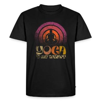 Le yoga est ma thérapie - T-shirt Premium bio Homme - noir - Devant - Nico (187cm)