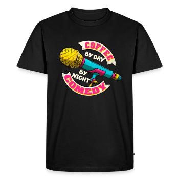 Café Le jour Comédie La nuit Comédien - T-shirt Premium bio Homme - noir - Devant - Nico (187cm)