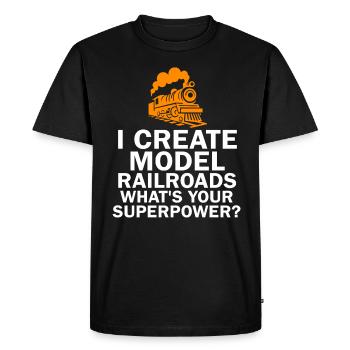 I Create Model Railroads Superpower - Men's Premium Organic T-Shirt - black - Front - Nico (187cm)