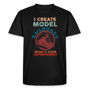 I Create Model Railroads Superpower - Men's Premium Organic T-Shirt - black - Front - Nico (187cm)