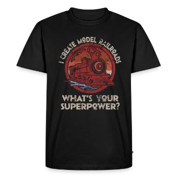I Create Model Railroads Superpower - Men's Premium Organic T-Shirt - black - Front - Nico (187cm)