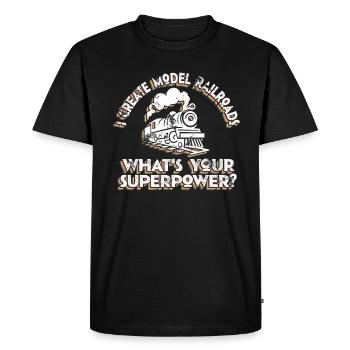 I Create Model Railroads Superpower - Men's Premium Organic T-Shirt - black - Front - Nico (187cm)